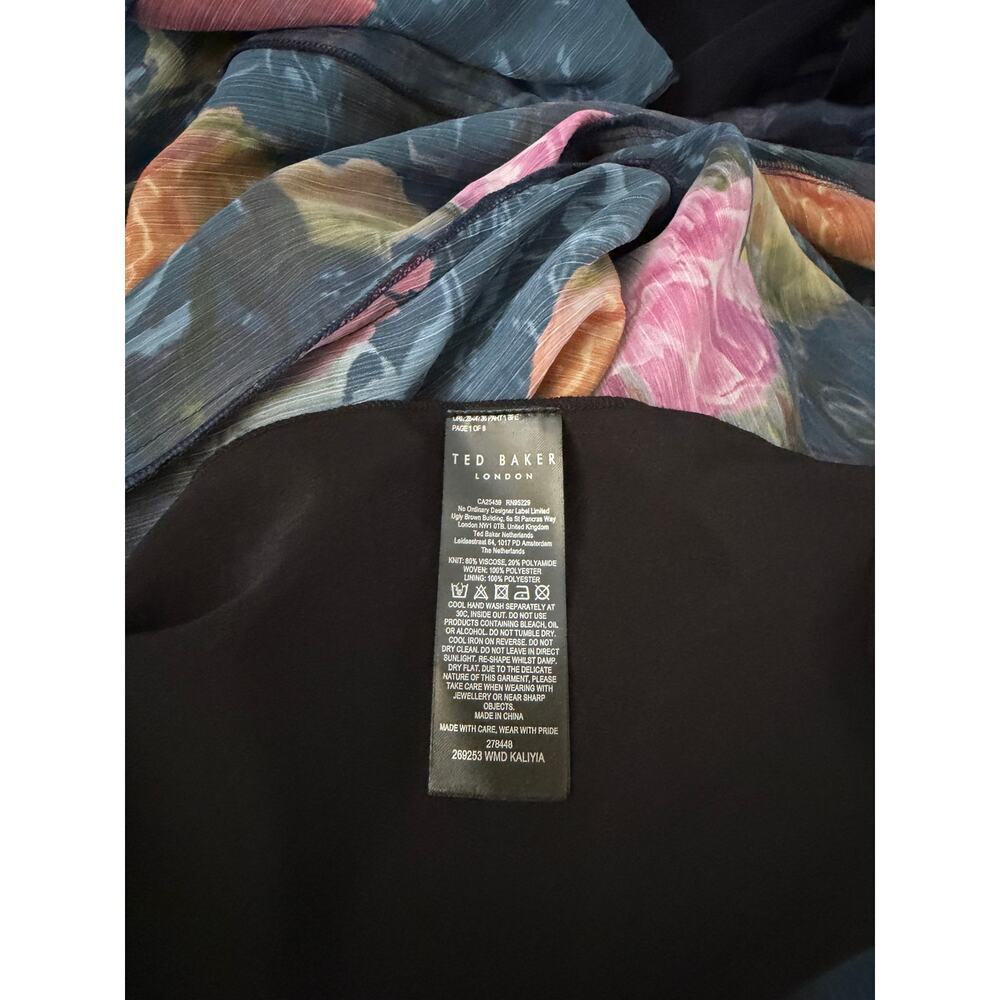 Ted Baker Rowana mixed media midi dress women's size 0 - Picture 6 of 6